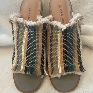 Lucky Brand Leyshia Wedge Heel Mule in Open Blue Turquoise ~ NEW